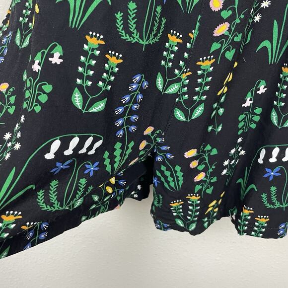 Modcloth X Collectif Floral Surplice Romper Womens Size 6 Black Multicolor Boho - Picture 6 of 8